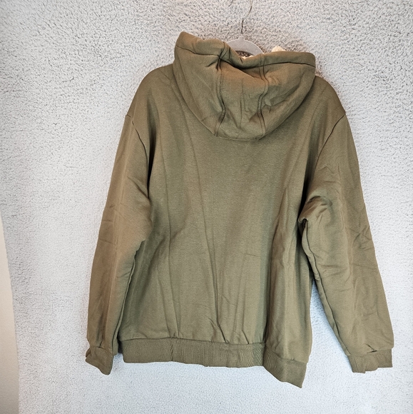 Crysully Mens Sweatshirt Jacket Sz XL & M Green Fleece Sherpa Lining  Hoodie - Picture 11 of 16